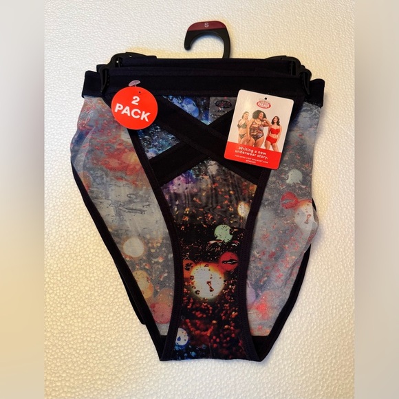 Parade Sheer Black and Multicolor Panties 2-Pack - Picture 2 of 4